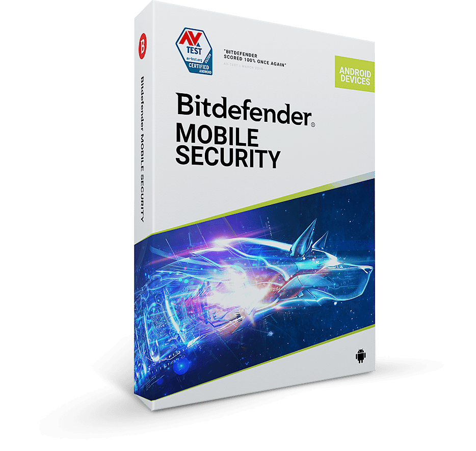 العبوة المادية لـ BitDefender Mobile Security التي يمكن رؤيتها في المتاجر.