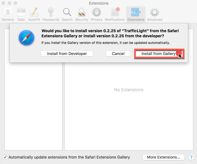 إضافة Bitdefender Trafficlight Extension عبر Safari Extensions