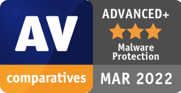 The Advanced Award of AV Comparatives for Bitdefender in 2022